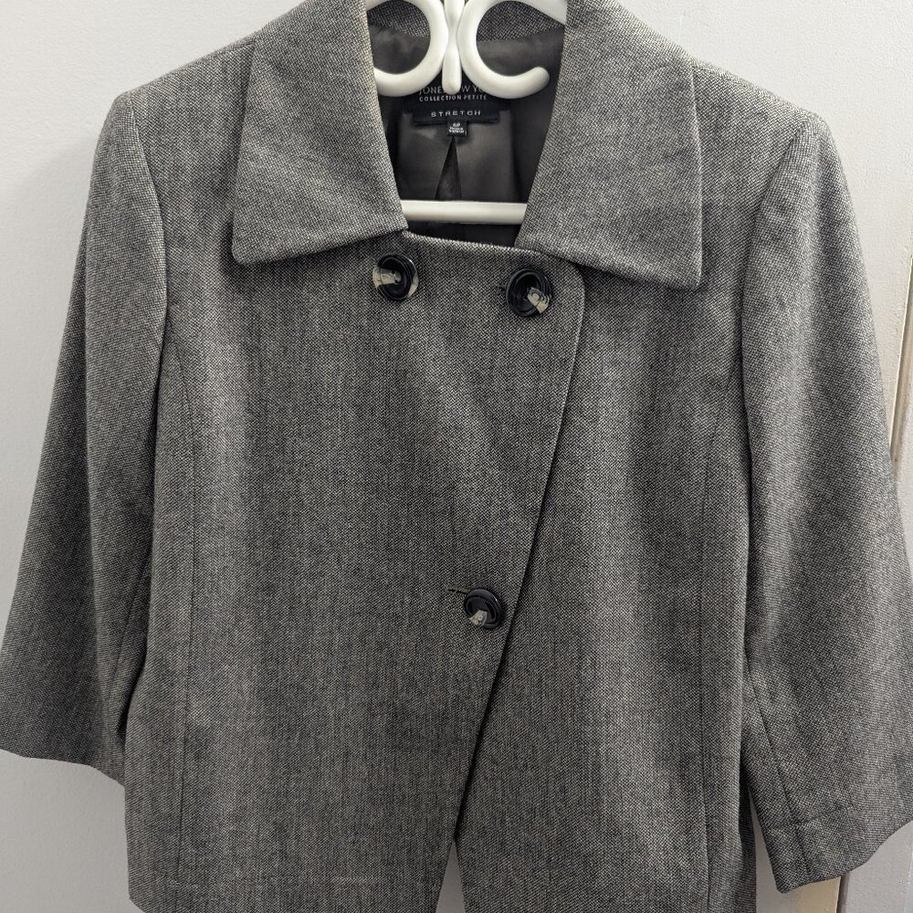 Jones New York Wool Blend 3/4 Sleeve Blazer